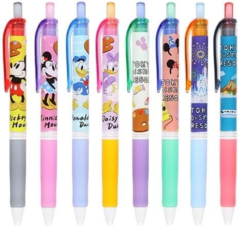 Amazon ミッキー フレンズ ボールペン シグノ セット 8本 東京ディズニーリゾート限定 絵具アート風デザイン レトロ ディズニー グッズ お土産 油性ボールペン 文房具 オフィス用品
